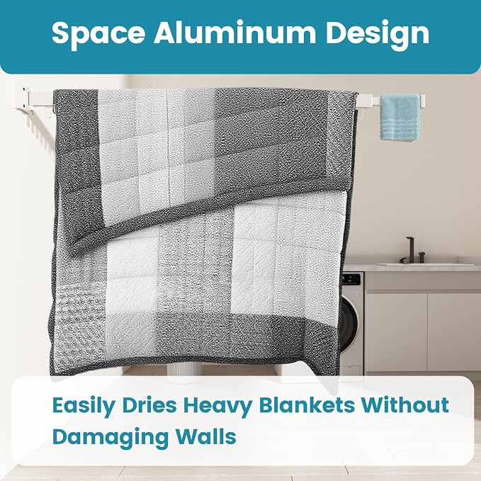 Abiglifty Clothes Drying Rack Wall Mounted, Laundry Drying Rack Collapsible - Image 6