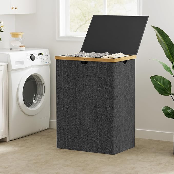 WOWLIVE 180L Laundry Hamper 3 Section, Bamboo Laundry Basket - Image 3