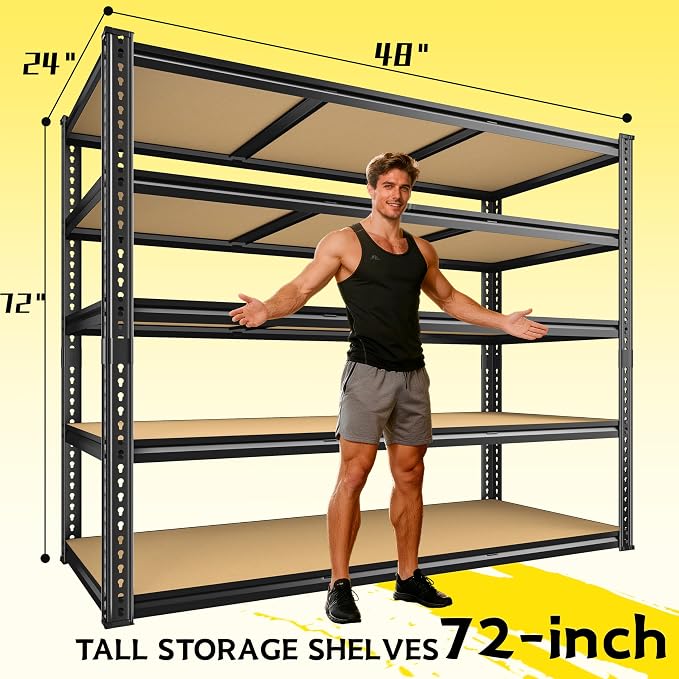 48" W Garage Shelving Heavy Duty 3200LBS Garage Storage Shelving, 5 Tier - Image 3
