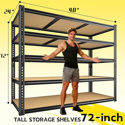 48" W Garage Shelving Heavy Duty 3200LBS Garage Storage Shelving, 5 Tier - Image 3
