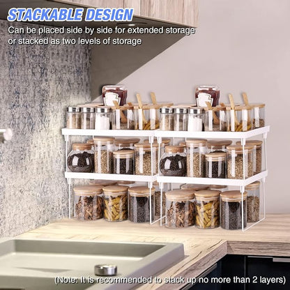 NiHome 4-Pack Stackable Plastic Kitchen Storage Shelf Foldable Rack, Expandable - Image 8
