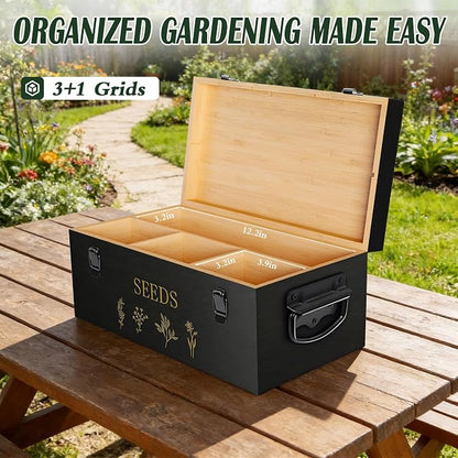 Bamboo Seed Storage Organizer, Large Garden Seed Organizer - Image 4