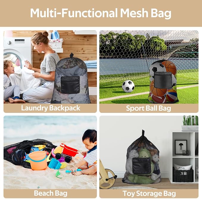 OTraki Mesh Laundry Bags 36 x 28 Inch Extra Large Travel Laundry Bag Backpack - Image 7