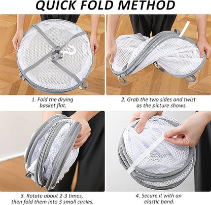 3-Tier Folding Mesh Clothes Hanging Dryer, Sweater Drying Rack, Large Laundry - Image 3