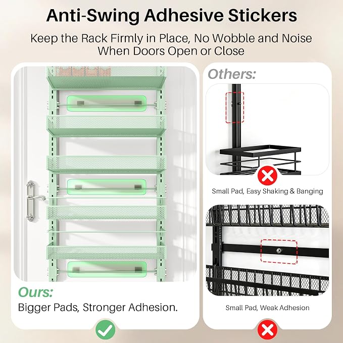 SNTD 8 Tiers Over the Door Organizer, Height Adjustable Spice Rack, Dense Mesh - Image 6
