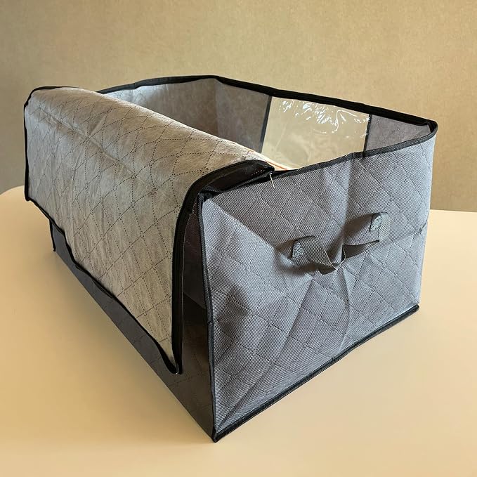 Clothes Storage Bags with Zipper, Foldable Clear with Lids and Handle, - Image 3