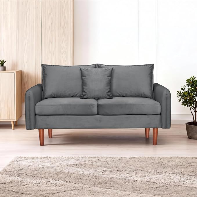 56.1" Sofa, Round armrest Velvet Loveseat, mid-Century Modern Style, Luxurious - Image 5