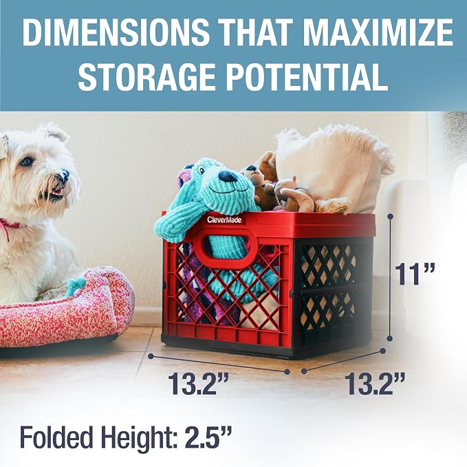 CleverMade Collapsible Milk Crate, 1PK - 25L Stackable Storage Bins - Image 4