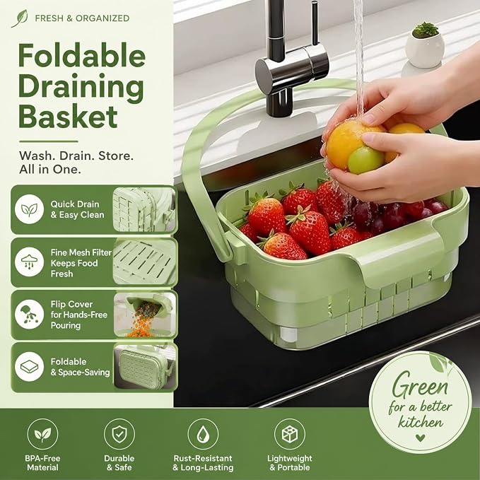 Foldable Hanging Sink Strainer Basket, Removable Food Catcher Drain Rack | - Image 4