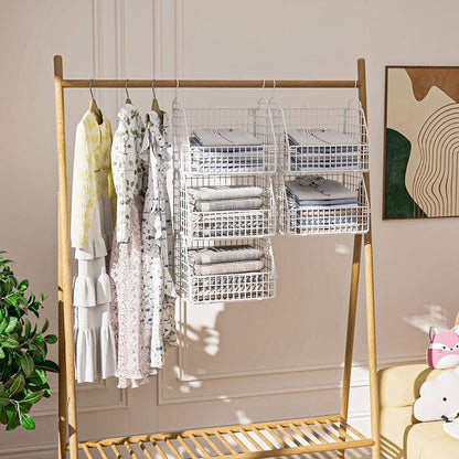 Hanging Closet Organizer and Storage, Clothes Hanging Shelves Wire Baskets - Image 3