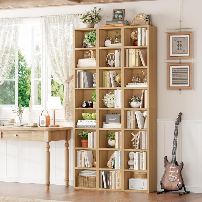 FOTOSOK 2 Pcs 71'' Tall Narrow Bookshelf, 8-Tier Media Tower Rack Set of 2 | CD - Image 2