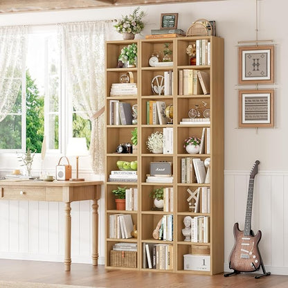 FOTOSOK 2 Pcs 71'' Tall Narrow Bookshelf, 8-Tier Media Tower Rack Set of 2 | CD - Image 2