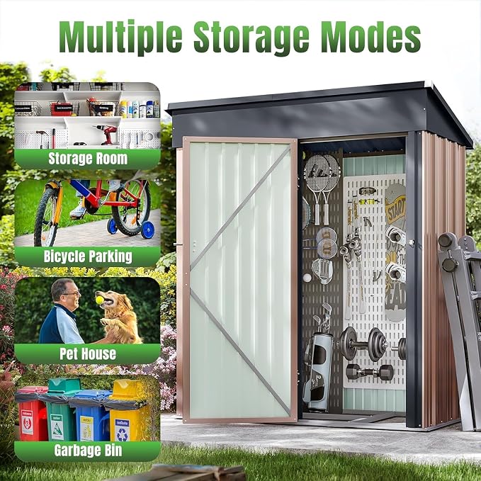 Aoxun 5' x3 ' Outdoor Metal Storage Shed - Image 3