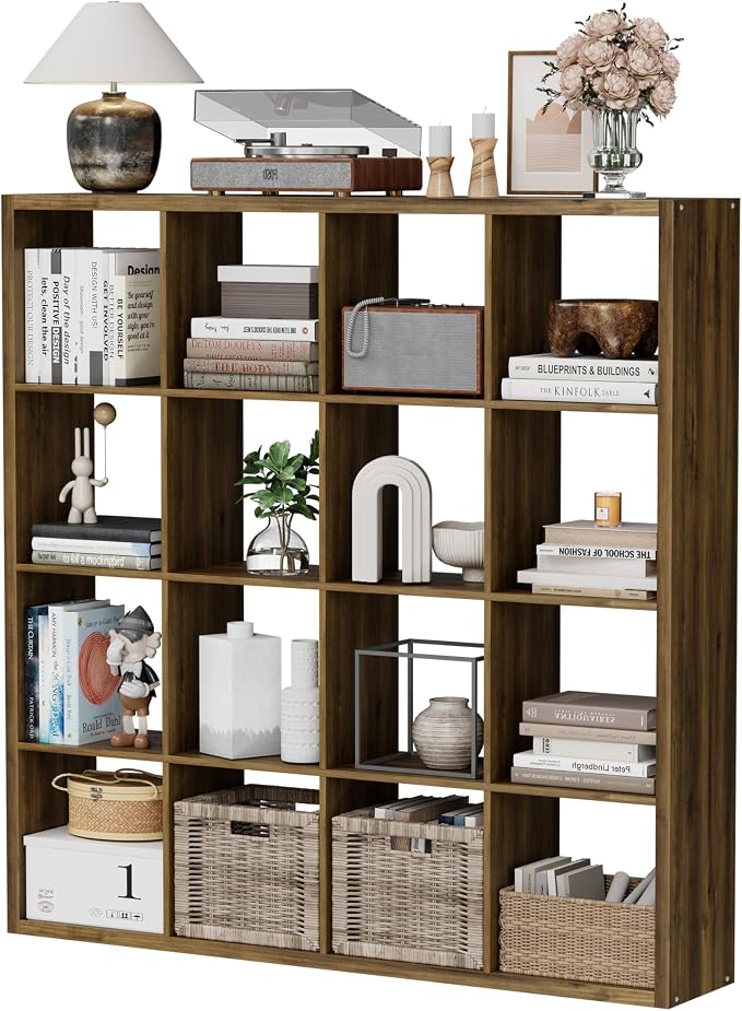 16 Cube Storage Organizer Bookcase, Thick Frame Wood Grain Storage Shelf - Image 9