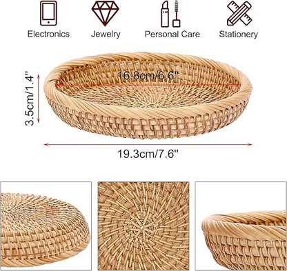 Handwoven Rattan Small Key Bowl - Image 2