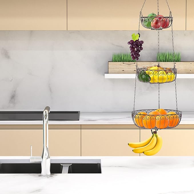 Simple Houseware 3-Tier Fruit Hanging Basket - Image 6