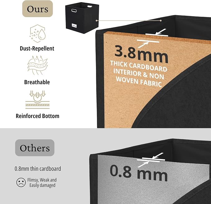 DECOMOMO Black Storage Bins, 13 inch Cube Storage Bins - Image 6