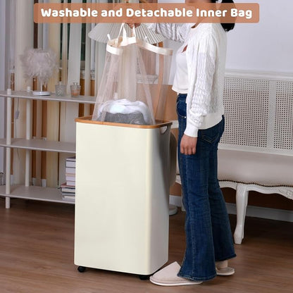 Laundry Hamper with Wheels, 111L Laundry Basket with lid, Laundry Room - Image 6
