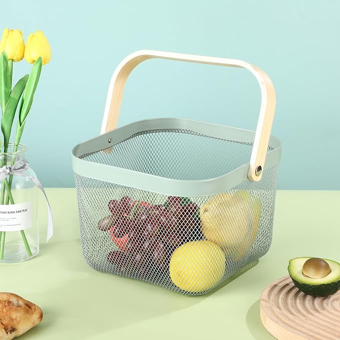 AJIODA Metal Mesh Steel Basket, Storage Organizer Basket Multi-functional - Image 2