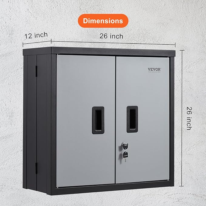 VEVOR Foldable Wall Cabinet, Metal Garage Locker Mounted 26" Small Tool Chest - Image 3