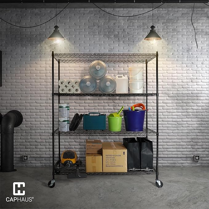 CAPHAUS 4-Tier Commercial Grade Heavy Duty Adjustable Height Wire Shelving - Image 2
