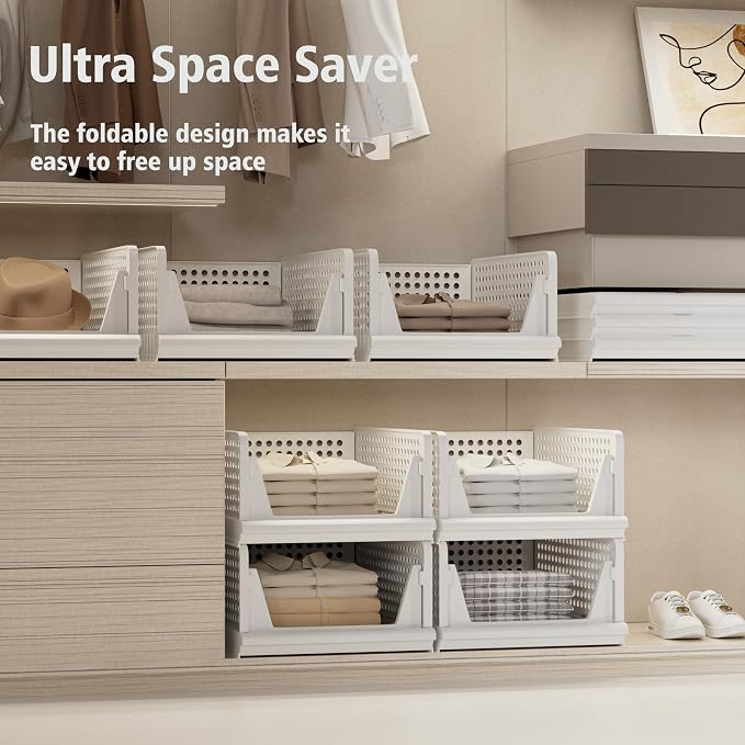Proarea Stackable Closet Storage Bins, 5 Pack Closet Organizers and Storage - Image 3