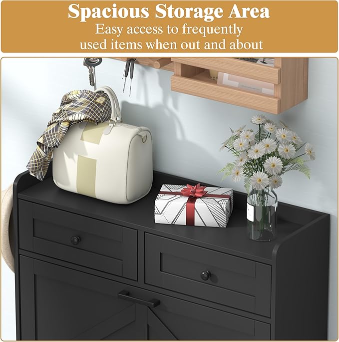 Thacuok Black Shoe Cabinet - Image 4