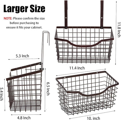 Nicunom 2 Pack Cabinet & Wall Mount Basket, Large Metal Wire Basket Wall Mount - Image 2