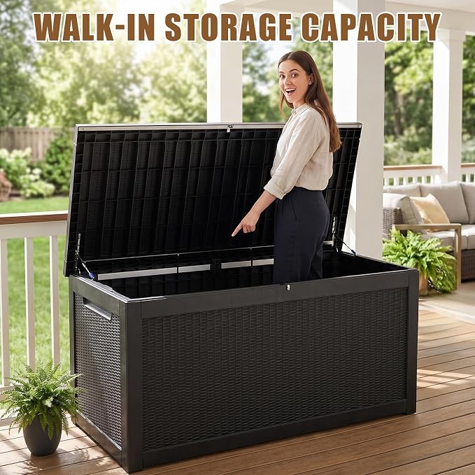 320Gal Waterproof Outdoor Storage Box, Lockable Heavy Duty Deck Boxes | - Image 6