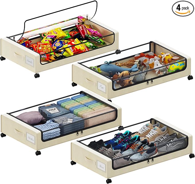 Tututry Under Bed Storage with Wheels, XXL 60L Under the Bed Storage Bins by Tututry