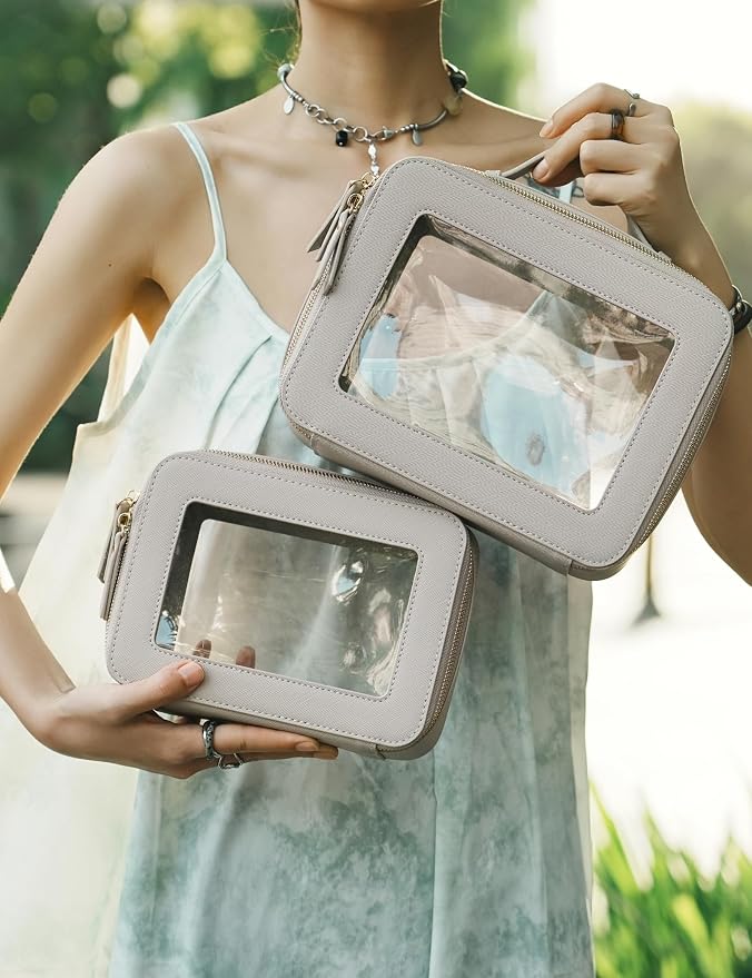 Popvibe Clear Makeup Bag Travel Cosmetic Case Transparent Toiletry Bag - Image 4