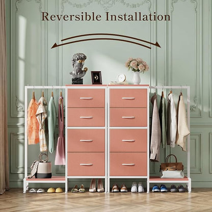 HIGDBFE Dresser with Hanging Rack, 4 Drawers Small Closet - Image 6