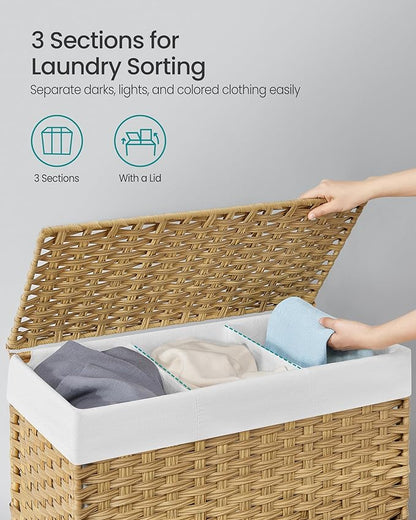 SONGMICS Laundry Hamper with Lid, 42.3 Gallons, Rolling Laundry Basket with - Image 3