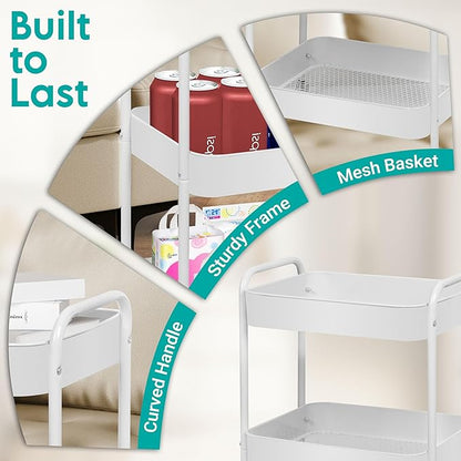 ZOES HOMEWARE 3 Tier Rolling Cart, Metal Utility Cart - Image 3