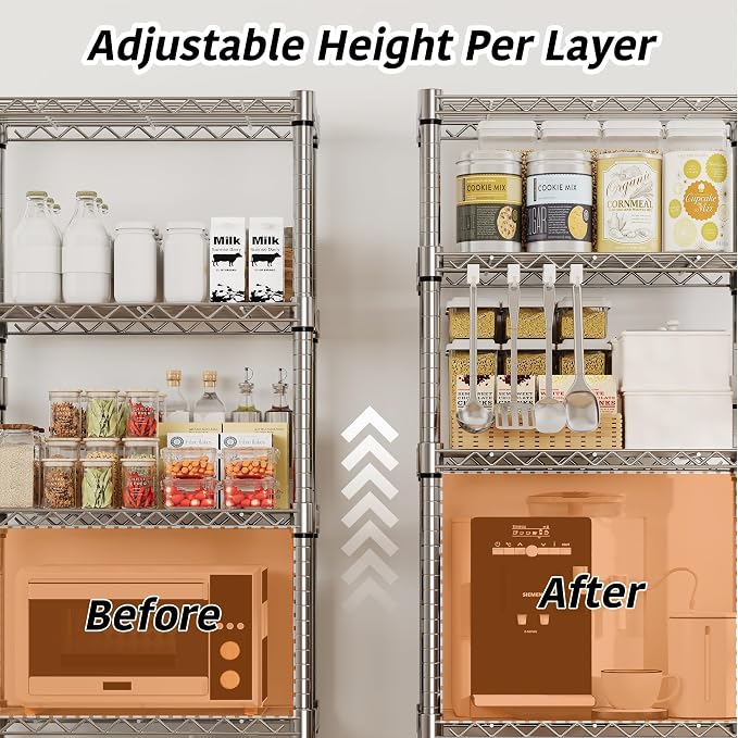 GarveeHome 5-Tier Heavy Duty Storage Shelves 1100 LBS Metal Wire Rack Shelving - Image 6