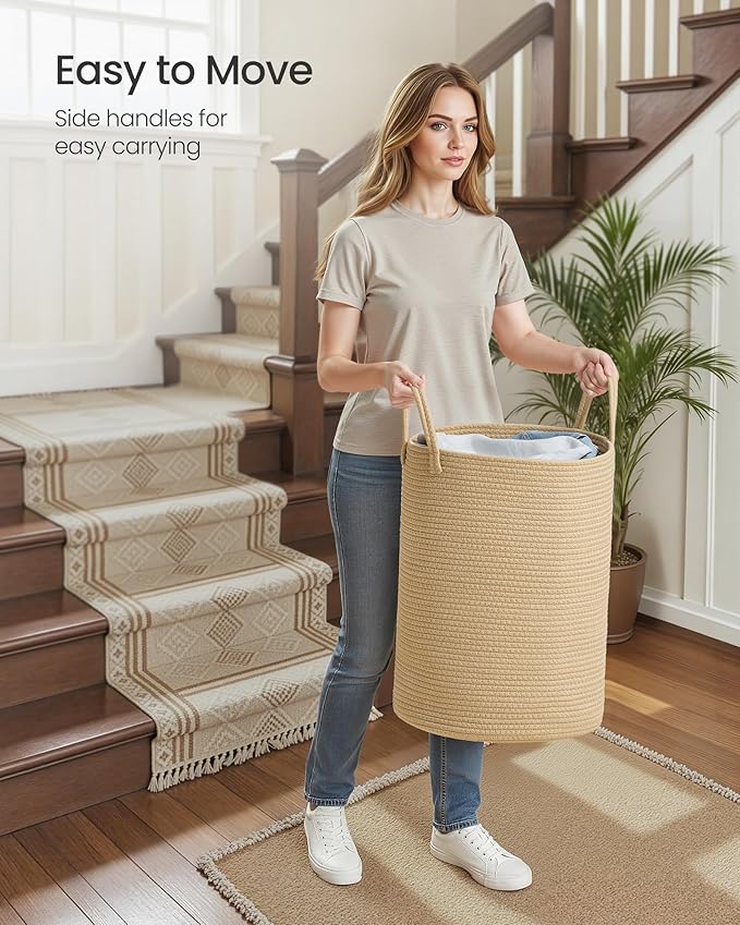 SONGMICS Laundry Hamper, Cotton Rope Laundry Basket - Image 6