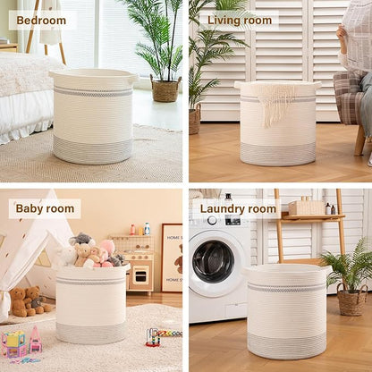 OIAHOMY 80L Laundry Basket, Laundry Hamper, Cotton Rope Storage Basket - Image 5