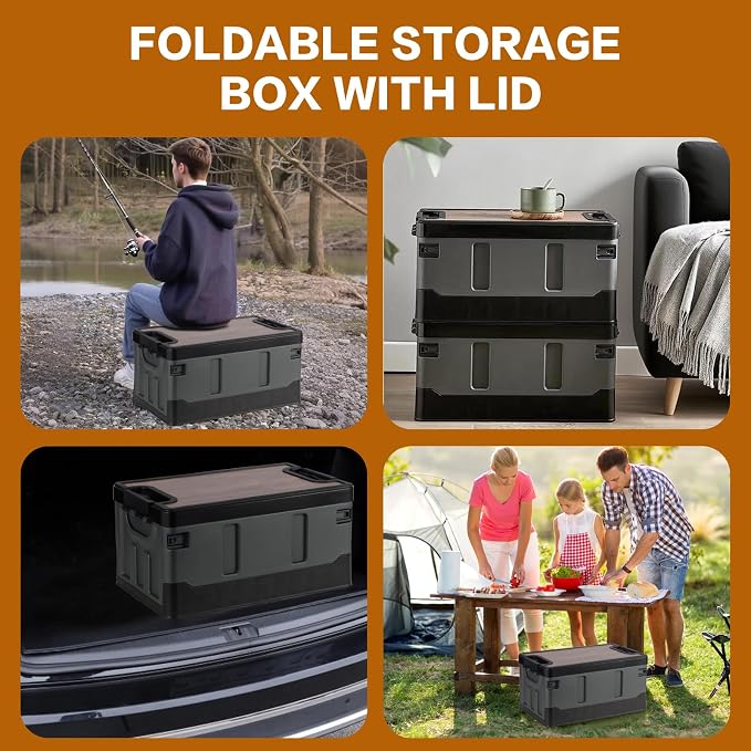 Collapsible Storage Bins with Lids, Portable Foldable Box with 2 Side Doors - Image 5