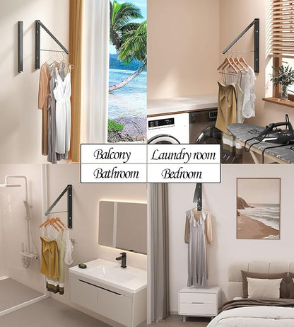 Dr.DJ Clothes Drying Rack, Wall-Mounted Retractable & Foldable Clothes Hanger - Image 5