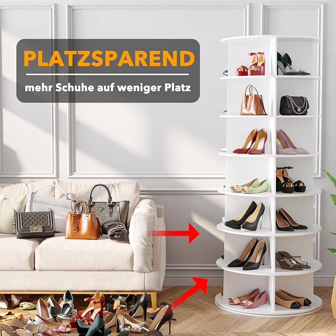 SpaceAid 7 Tier Rotating Shoe Rack Tower, Spinning Shoe Display Lazy Susan - Image 4