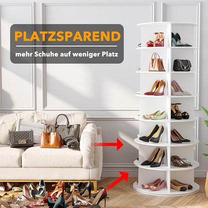SpaceAid 7 Tier Rotating Shoe Rack Tower, Spinning Shoe Display Lazy Susan - Image 4