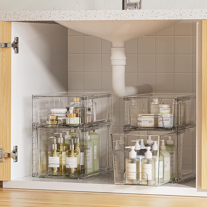 Vtopmart 8 Pack Clear Stackable Cabinet Organizers - Image 2