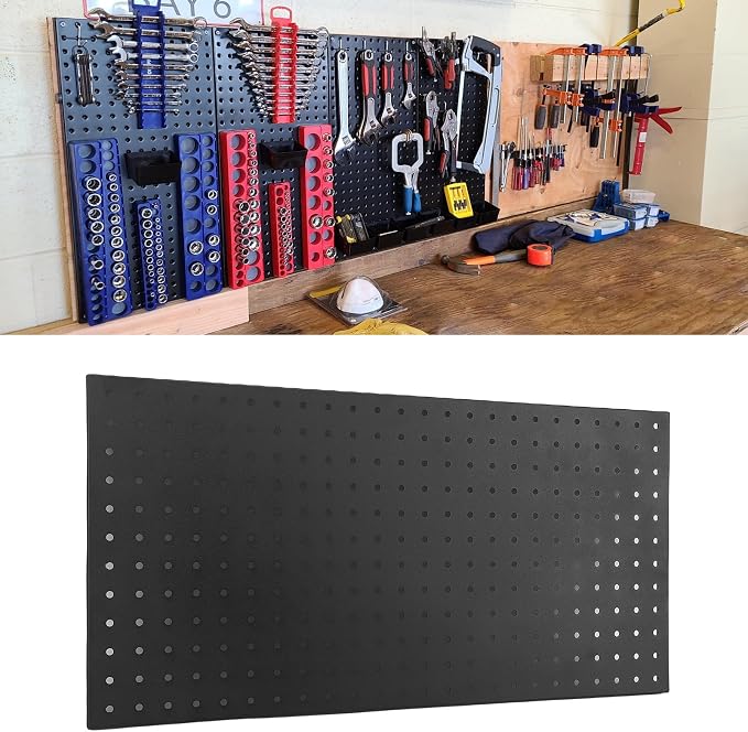 3Pcs Metal Pegboard Panels, 24x12inch Steel Black Pegboards Wall Organizer - Image 6