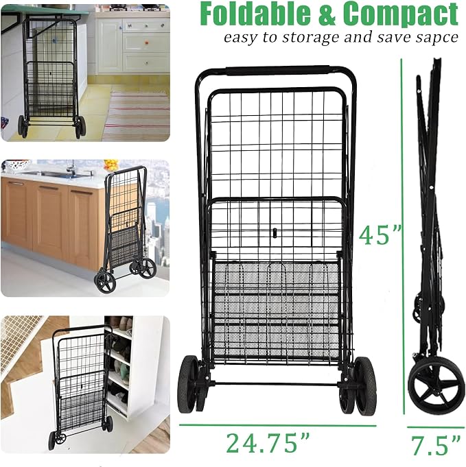 Heavy Duty Folding Shopping Cart - Image 5