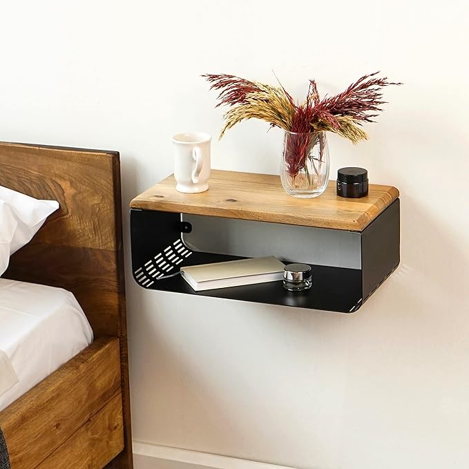 Floating Nightstand with Walnut Top | Modern Bedroom Decor | Minimalist - Image 2