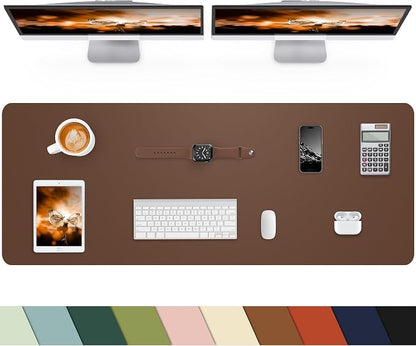 Leather Desk Pad Protector, Mouse Pad, Non-Slip PU Leather Desk Blotter by cebowa