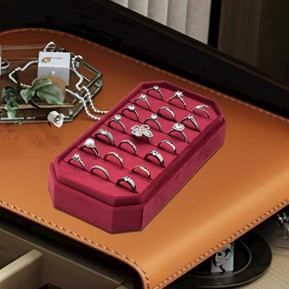 Velvet Ring Organizer Display Tray Jewelry Box Earring Holder Case - Image 6