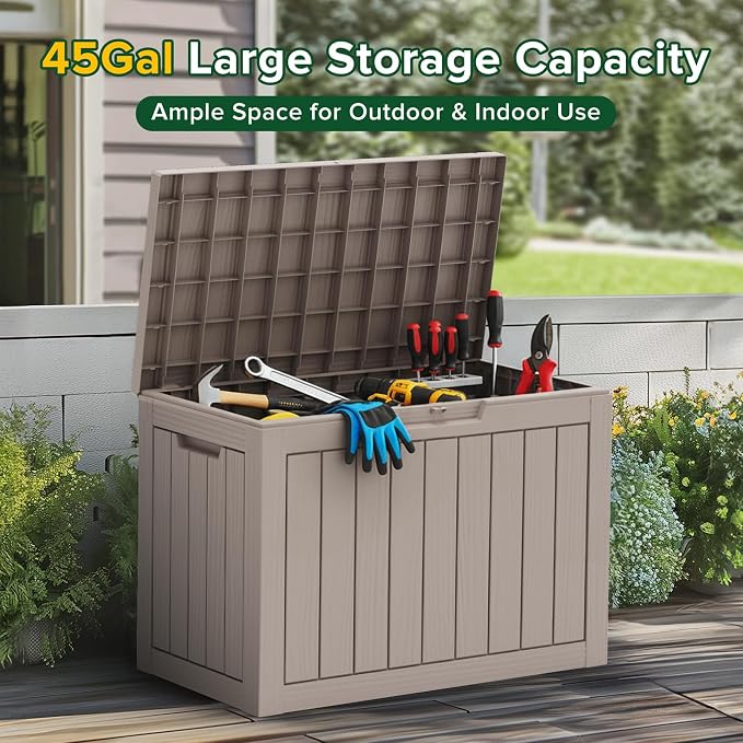 EasyUp 50 Gallon Outdoor Storage Box Waterproof, UV Resistant Deck Box Outdoor - Image 2