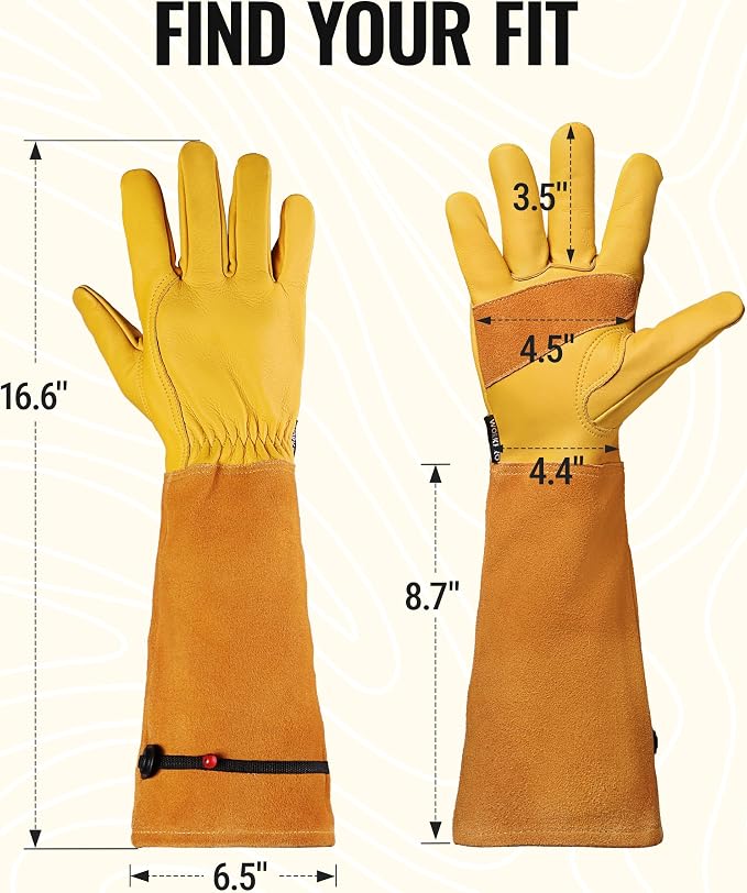 WORKPRO Gardening Gloves, Long Leather Garden Gloves - Image 2