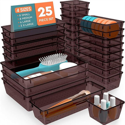 25 PCS Plastic Drawer Organizer Set, 4-Size Versatile Organizer Trays & storage by SpaceHacks